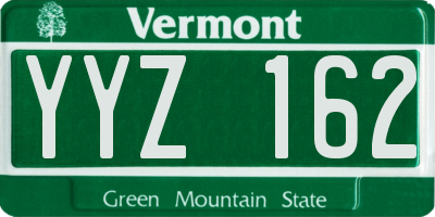 VT license plate YYZ162