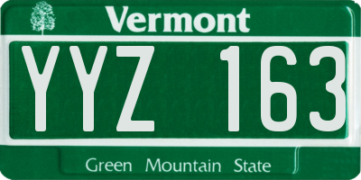VT license plate YYZ163
