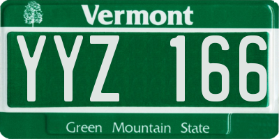 VT license plate YYZ166
