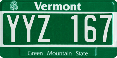 VT license plate YYZ167