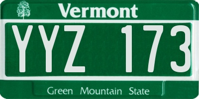 VT license plate YYZ173
