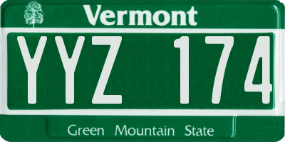 VT license plate YYZ174