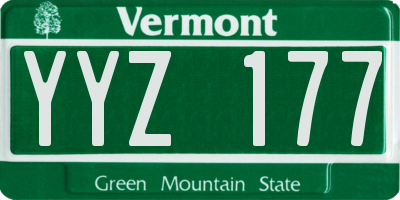 VT license plate YYZ177