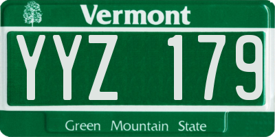 VT license plate YYZ179