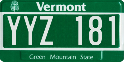 VT license plate YYZ181