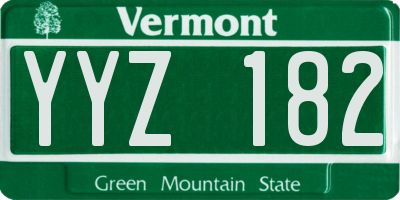 VT license plate YYZ182