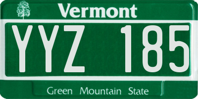 VT license plate YYZ185