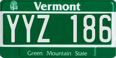 VT license plate YYZ186