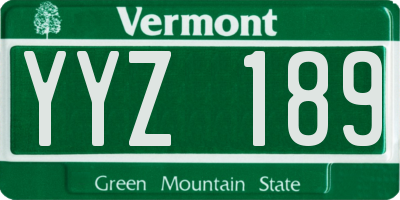 VT license plate YYZ189