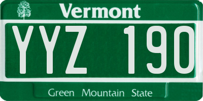 VT license plate YYZ190
