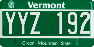 VT license plate YYZ192