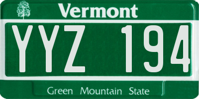 VT license plate YYZ194