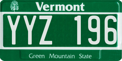 VT license plate YYZ196