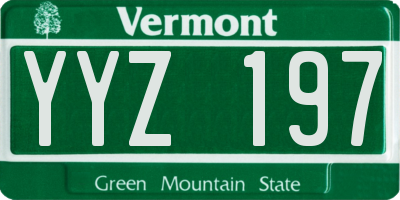 VT license plate YYZ197