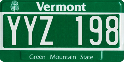 VT license plate YYZ198