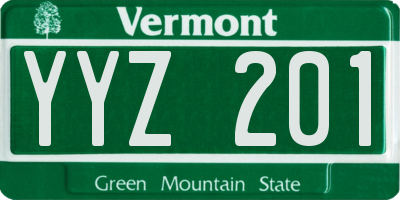 VT license plate YYZ201