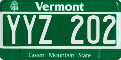VT license plate YYZ202