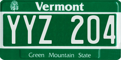 VT license plate YYZ204