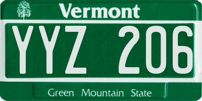 VT license plate YYZ206