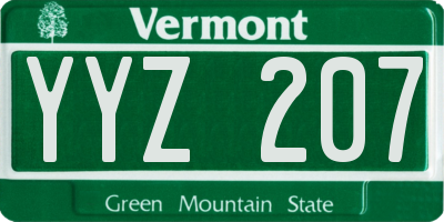 VT license plate YYZ207