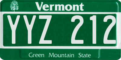 VT license plate YYZ212
