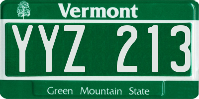 VT license plate YYZ213
