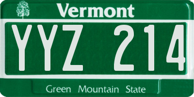 VT license plate YYZ214