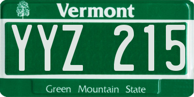 VT license plate YYZ215