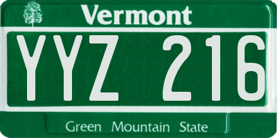 VT license plate YYZ216