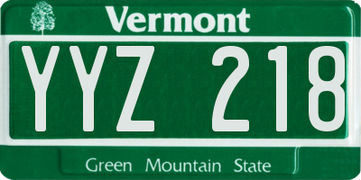 VT license plate YYZ218