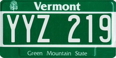 VT license plate YYZ219