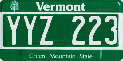 VT license plate YYZ223