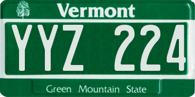 VT license plate YYZ224