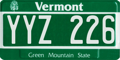 VT license plate YYZ226
