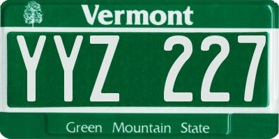 VT license plate YYZ227