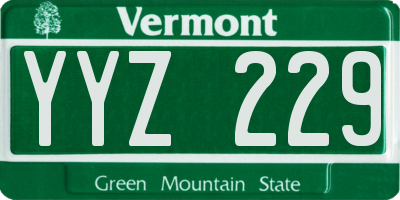 VT license plate YYZ229
