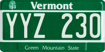 VT license plate YYZ230