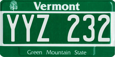VT license plate YYZ232