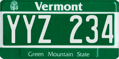 VT license plate YYZ234