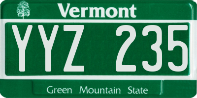 VT license plate YYZ235
