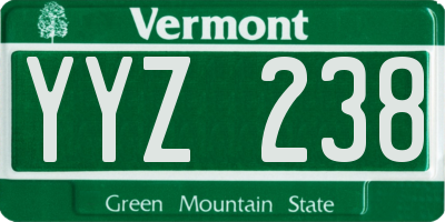 VT license plate YYZ238
