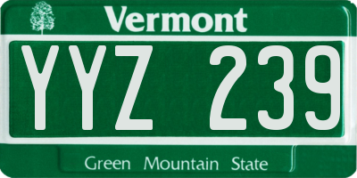 VT license plate YYZ239