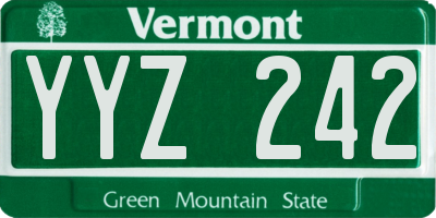 VT license plate YYZ242