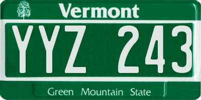 VT license plate YYZ243