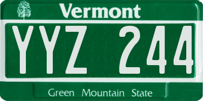 VT license plate YYZ244