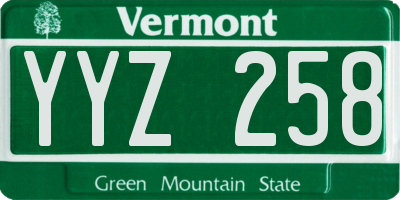 VT license plate YYZ258