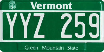 VT license plate YYZ259