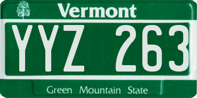 VT license plate YYZ263