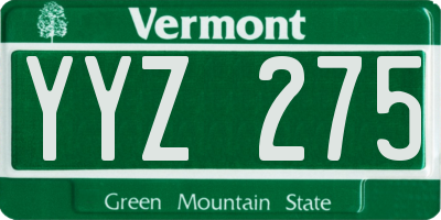 VT license plate YYZ275