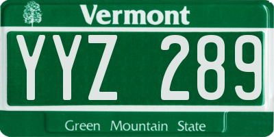 VT license plate YYZ289